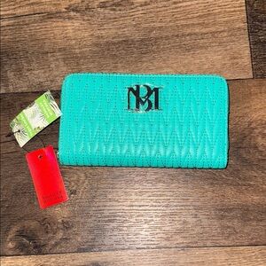 Badgley Mischka Teal Quilted Wallet